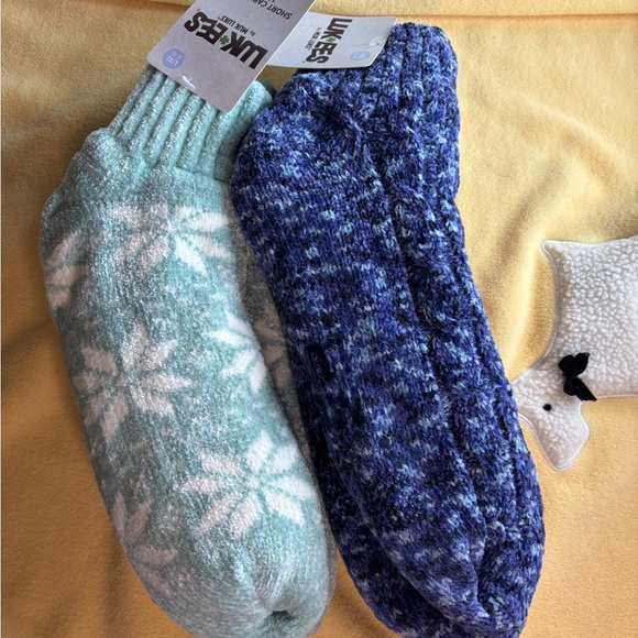 Sold Lot 2 Pairs Muk Luks Cabin Slipper Sock Women’s Socks Non Skid Lined 8-10 - Picture 5 of 7